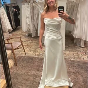 Two piece satin wedding outfit